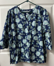 Croft &amp; Barrow 3/4 Sleeve  Pullover Blouse Womens Size XL Floral V Neck - $14.72