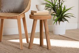 Verino Natural Brown Teak Wood Ottoman Footstool - $1,389.05 MXN
