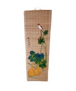 Vintage Bamboo Scroll Painted Bird Floral Flowers Fruits Wall Hanging 36... - £9.31 GBP