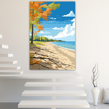 Autumn beach Canvas Painting Wall Art Posters Landscape Canvas Print Picture - £10.94 GBP+