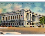 Street View Free Library of Philadelphia Pennsylvania PA Linen Postcard W1 - $2.92