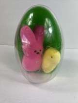 Just Born Peeps lot Pink Bunny Rabbit & Chick Beanbag Plush 9" In Plastic Egg - £7.93 GBP