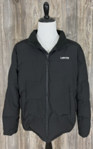 Levi&#39;s Hooded Trucker Puffer Jacket Coat Men&#39;s XL Full Zip Black Polyester - £28.02 GBP