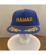 Vintage 80s Hawaii Blue with Yellow Leaves Trucker Hat Snapback Mesh Foa... - $9.00