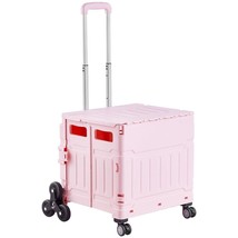 Foldable Cart with Stair Climbing Wheels Collapsible Rolling Crate 65L - £88.54 GBP