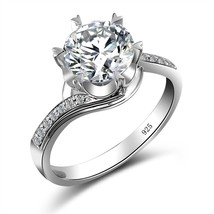 Szjinao Real 925 Sterling Silver Ring 2ct Classic Style Moissanite Diamond Ring  - £81.09 GBP