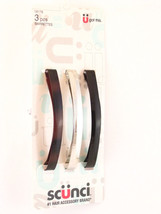 SCUNCI METAL DOMED STAYTIGHT HAIR BARRETTES - 3 PCS. (16176) - £6.70 GBP