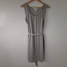 Ann Taylor Loft Tank Top Dress Pleats Belt Gray Medium - £14.24 GBP