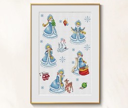 Christmas Cross Stitch Snow Maiden Pattern pdf - Snow Queen cross stitch winter  - £4.62 GBP