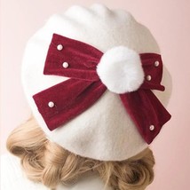 Bowknot Wool Blend Beret Hat | Women Kids Winter Christmas Lolita Hat - £36.85 GBP