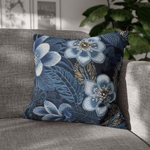 Flower Blossom Embroidery Floral on Denim Style - Spun Polyester Square ... - $33.40+