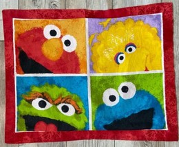 Vintage Sesame Street Pillowcase Sham Elmo Cookie Monster Big Bird Oscar Red - £11.27 GBP