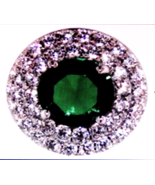 925 Sterling with 2.4ct. Emerald and White Sapphire Halo Pendent Necklac... - £30.37 GBP