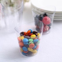 24 Clear 4 Oz Mini Wavy Rim Plastic Dessert Cups Party Events Home Decorations - £9.44 GBP