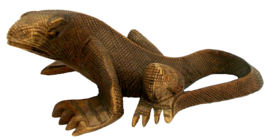 Vintage Wood KOMODO DRAGON Monitor Lizard Sculpture Statue Art Decor - £23.45 GBP
