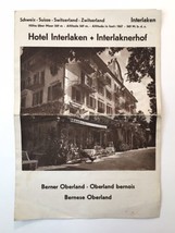 Vintage WW2 Era Advertising Pamphlet Hotel Interlaken Switzerland - £19.65 GBP