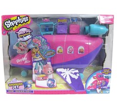 Shopkins Shoppies World Vacation Jet 3 Exclusive Figures Pink Airplane 2016 New - £46.54 GBP