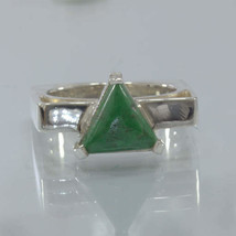 Green Burma Mawsitsit Trillion Handmade Silver Square Ring size 10.5 Design 152 - £82.77 GBP
