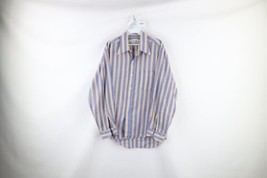 Vintage 60s Streetwear Mens Large Faded Rainbow Striped Collared Button ... - £61.91 GBP