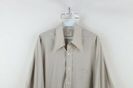 Vintage 70s Streetwear Mens 16 34 Cross Hatch Sheer Knit Collared Button... - £36.94 GBP