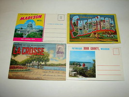 4 1950-60 Wisconsin Souvenir Postcard Folder Photo Sets - £10.21 GBP