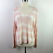 Freshman 1996 Pink &amp; White Stripped Pullover Sweater Cropped Loose Fit V... - $23.76