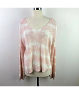 Freshman 1996 Pink &amp; White Stripped Pullover Sweater Cropped Loose Fit V... - £19.03 GBP