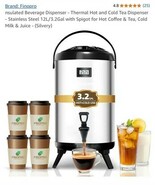 Insulated Beverage Dispenser-75 Cup Hot&amp;Cold water Urn for Catering-Stai... - $1,503.06 MXN