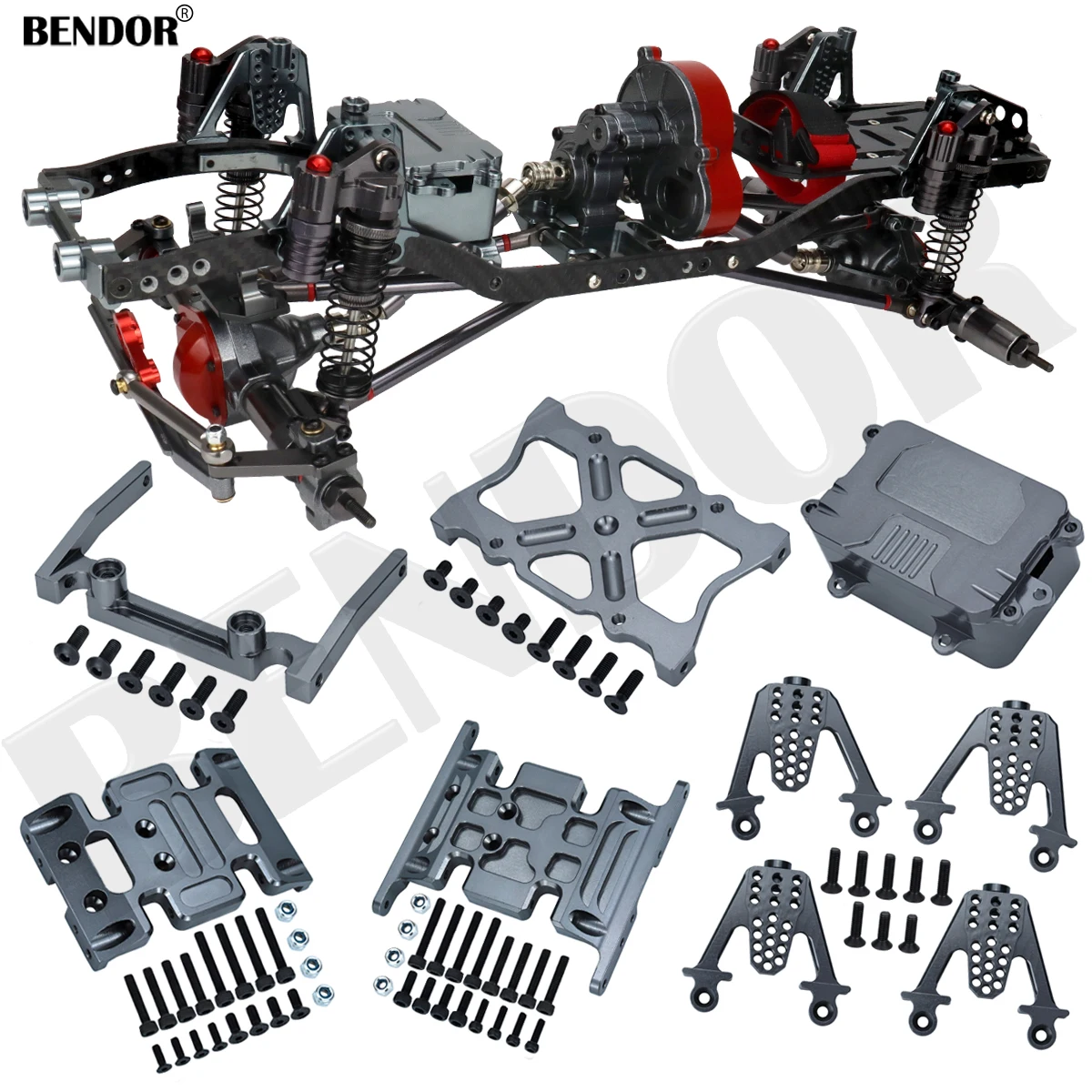 for SCX10 Axial Metal Frame Chassis Kit Front Rear Shock Towers Center Sk - £10.25 GBP+