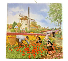 Tile Ceramic Royal Mosa Holland Windmill and Farm 6 Inch Square Vintage Trivet - £9.61 GBP