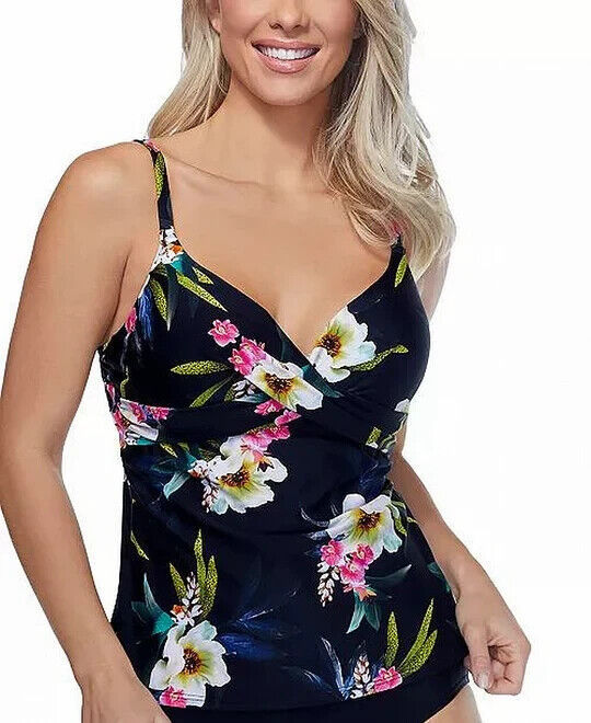 Island Escape Women&#39;s Swimwear Tankini Top, BLACK, 6 - $15.05