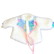 DOLL Outfit Clothes White Floral Jacket 6.5 in Long Faux Lambs Wool Exce... - £13.46 GBP