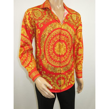 Men's AVM Crystal Shirt Medallion Medusa Cotton Turkey Slim Fit 9628-07 Red image 4