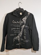 Jess &amp; Jane Womens Giraffe Song Jacket Black Sz Medium Rhinestone Zipper... - $16.83