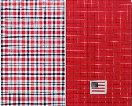 2DIFFERENT Thin Tea TOWELS(16.5&quot;x26&quot;)PATRIOTIC Plaid &amp;Usa,American Flag Patch,Ko - £12.04 GBP