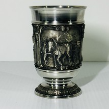 SKS Zinn Pewter German Mug Cup 4.5 Inches Tall Embossed Farming Theme - £23.49 GBP