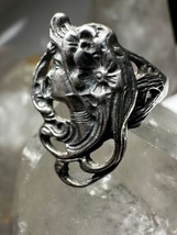 Lady Face ring size 7.75 Art Deco sterling silver women - £61.00 GBP