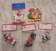 5 Vintage Wooden Christmas Ornaments RDLCO, GIFTCO Toy Soldiers Angel Ba... - $12.19