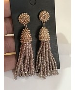 Pink Glass Seed Beads Long Dangle Statement Earrings - $22.14 CAD