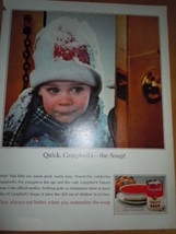 Campbell&#39;s Soup Little Girl In Winter Coat and Snow Print Magazine Ad 1965 - £7.96 GBP