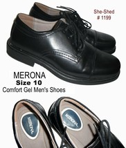 MERONA Men&#39;s size 10 Black Oxfords, Cap Toe, Eyelets, Dress Shoes - £15.95 GBP