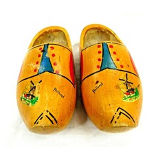 Vintage Dutch Clogs Carved Wooden Shoes Hand Painted Holland 7&quot; Child Size - £14.70 GBP