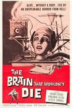1962 The Brain That Wouldn&#39;t Die Movie Poster 11X17 Science Fiction Horror  - £9.77 GBP