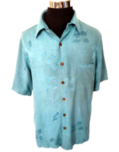 Caribbean Joe Island Casual Shirt Men&#39;s Size Large 100% Silk Tropical Green - £14.80 GBP