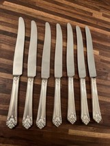 7 PIECES 1847 ROGERS BROS HER MAJESTY SILVERPLATE Knife DINNER KNIVES - £23.59 GBP
