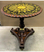 Maitland - Smith Reverse Painted Glass Table with Lotus Blossom Brass Fe... - $50,918.02 MXN