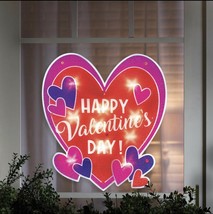 Happy Valentine&#39;s Day Heart Shimmer Lighted Window Decoration (A,As) M8 - £63.84 GBP