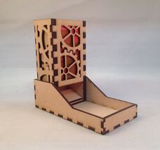 Gears Dice Tower &amp; Tray Neon Pink Acrylic Window COMPACT DESIGN Laser Cu... - $29.69