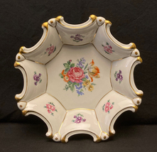Vintage Jlmenau Graf Von Henneberg Porcelain enameled dish gold flowers ... - £15.66 GBP