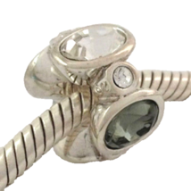 Authentic Chamilia Majestic Ovals Black &amp; White CZ Bead 2083-0203 NEW - $37.99